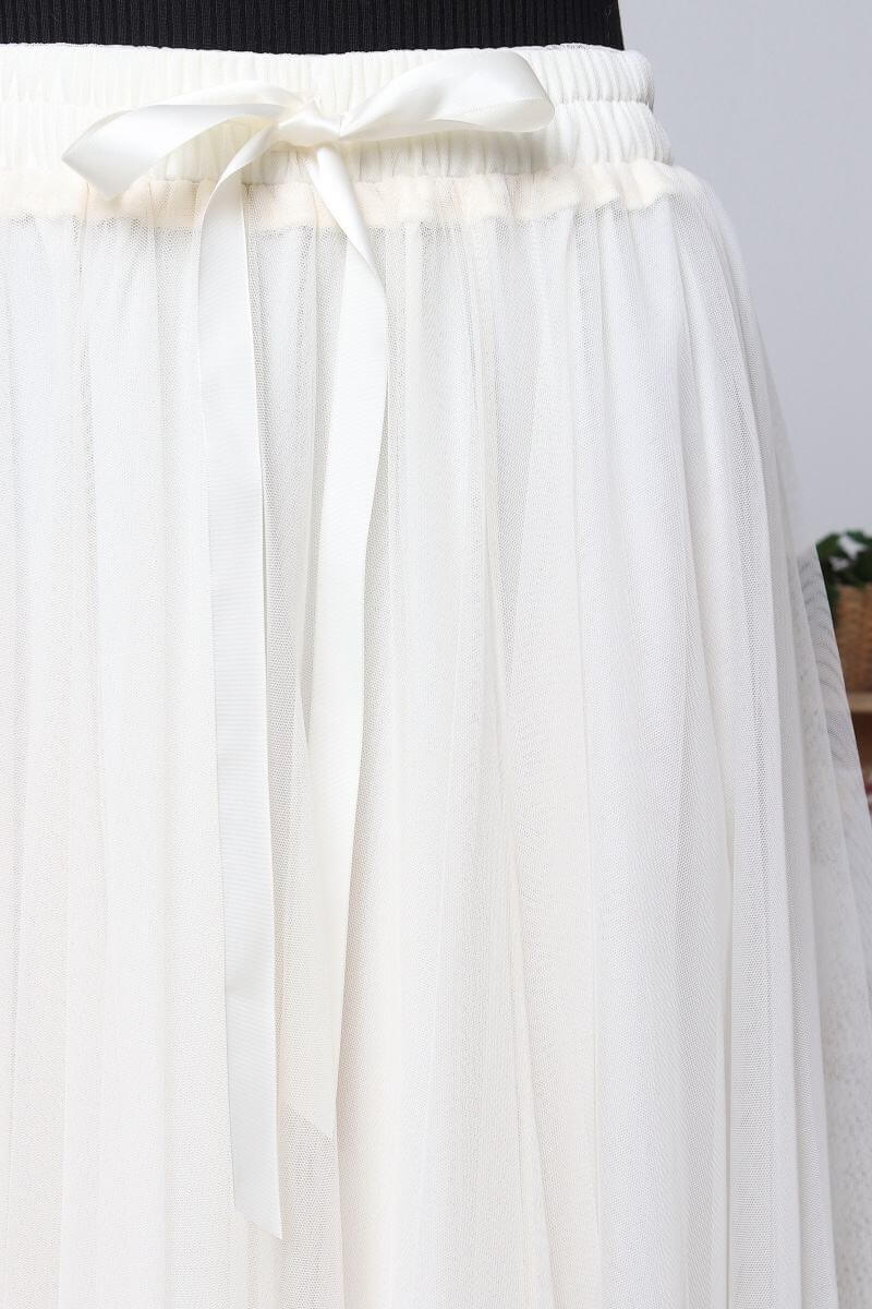 Jupe longue tulle blanche femme taille élastique - Marjorie