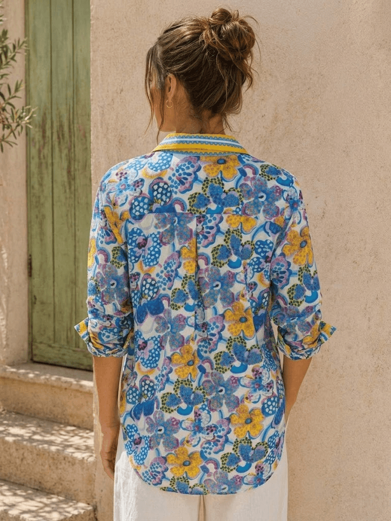 Chemise manches longue en coton imprimé