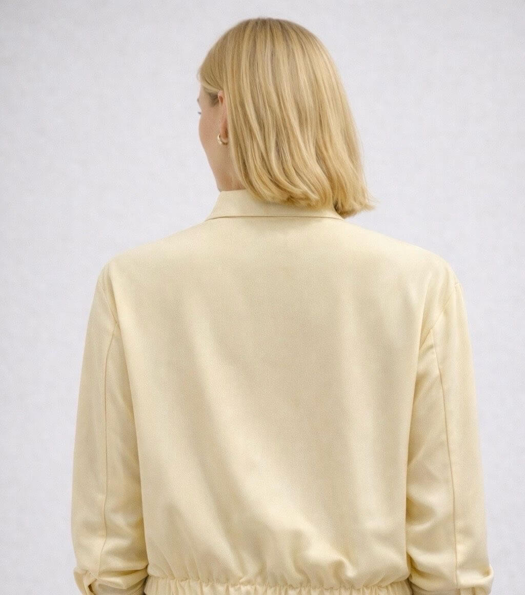 Veste chemise unie à col mao lavallière jaune - Yaëlle