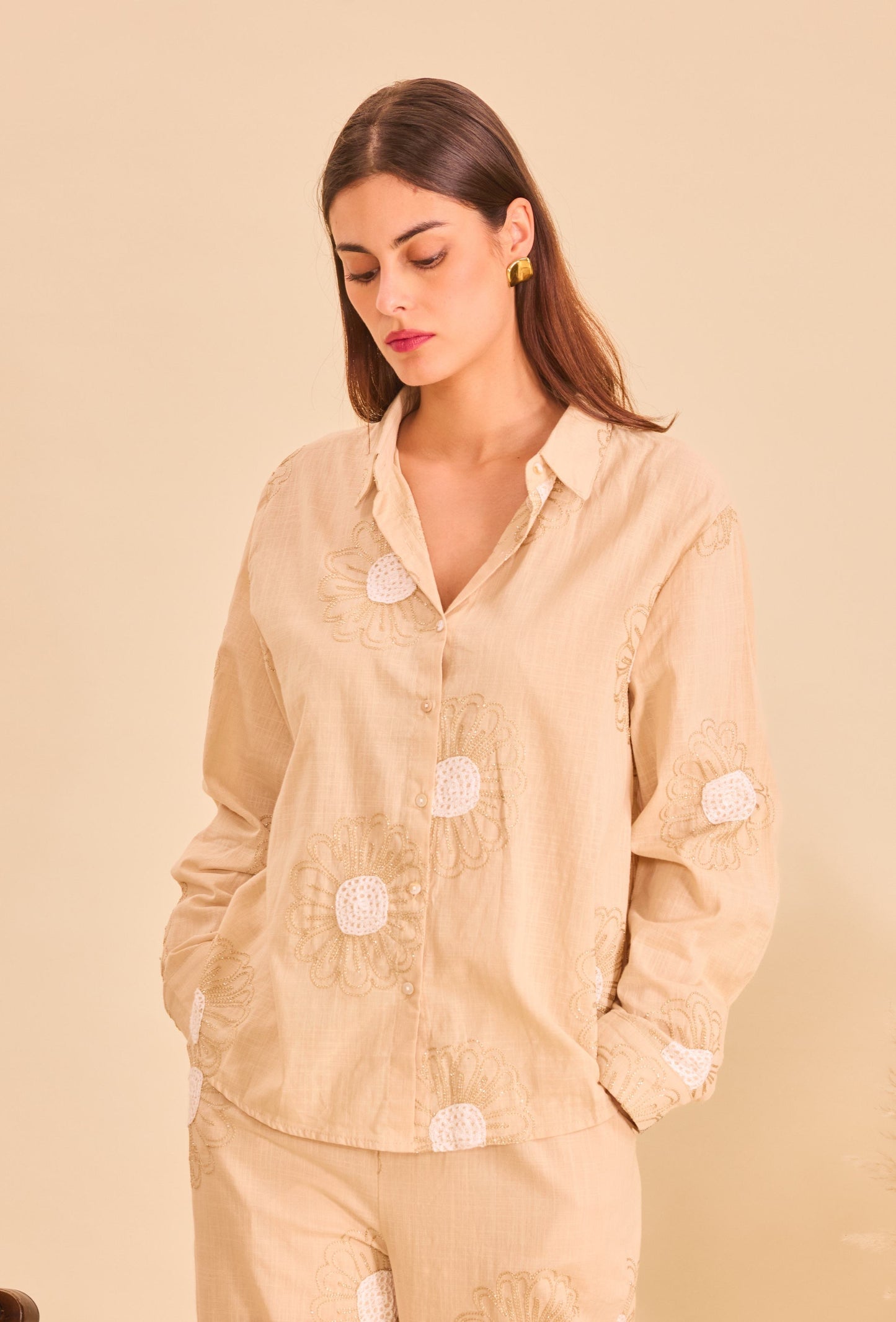 Chemise uni bohème en coton- Orice Paris