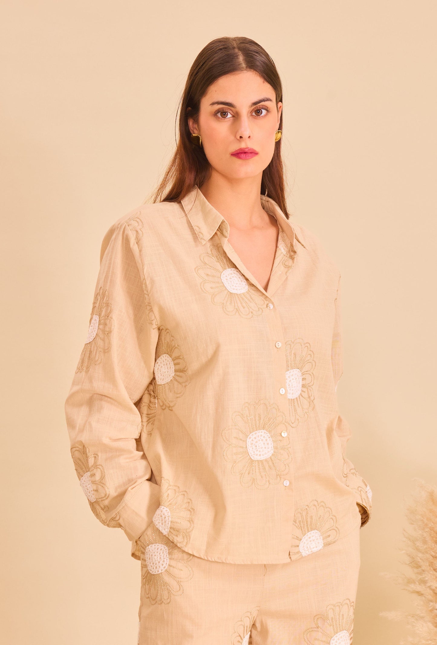 Chemise uni bohème en coton- Orice Paris