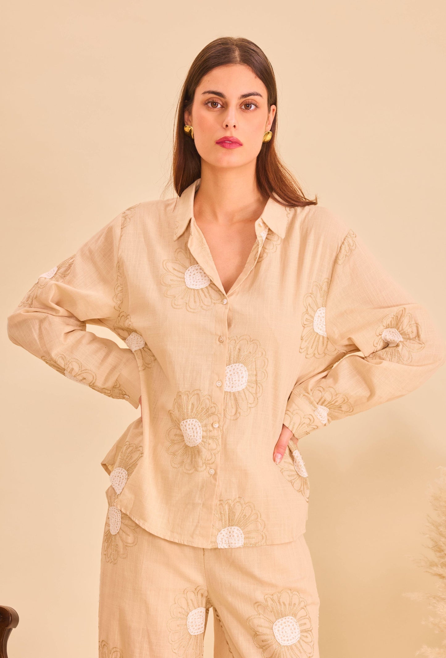 Chemise uni bohème en coton- Orice Paris
