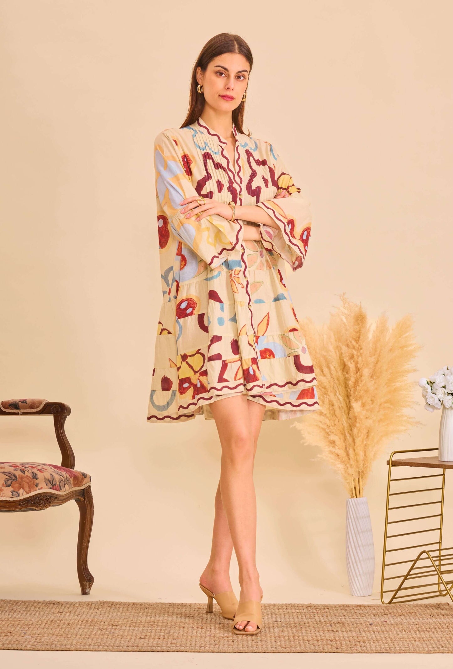 Robe courte beige coton - Orice Paris