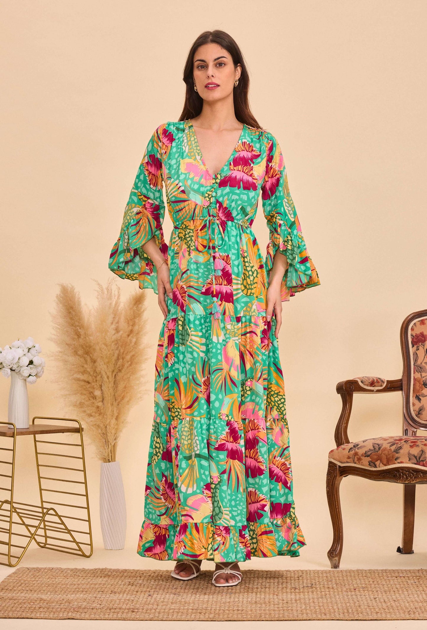 Longue robe à volants - Orice Paris