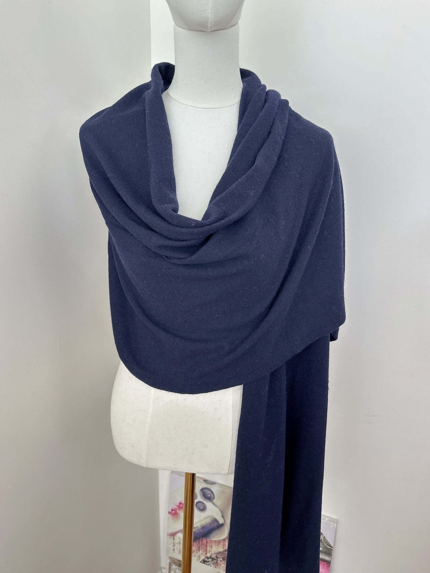Écharpe maille cachemire bleu marine - Yasmine