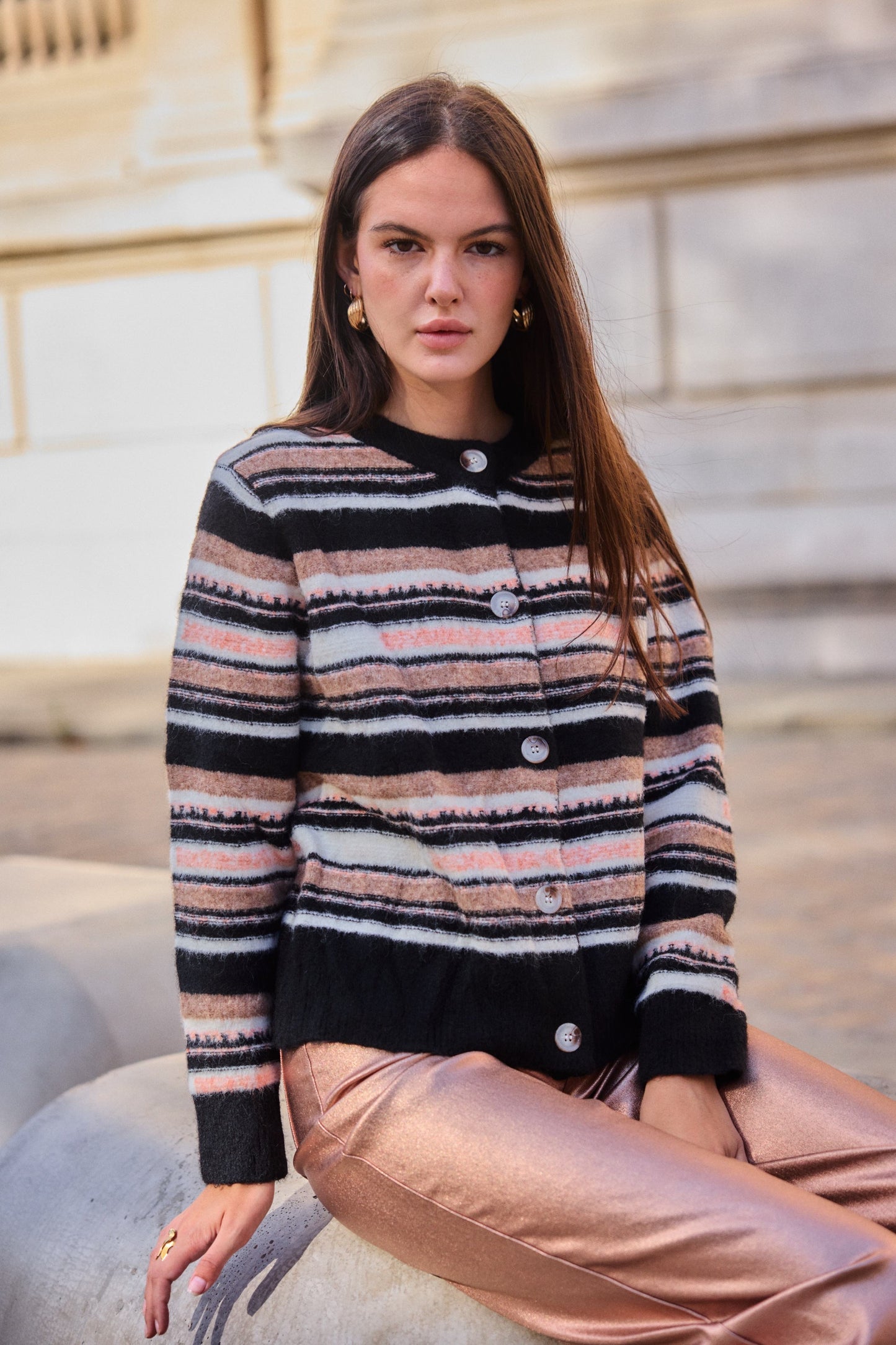 Gilet à rayures manches longue - Anaelle