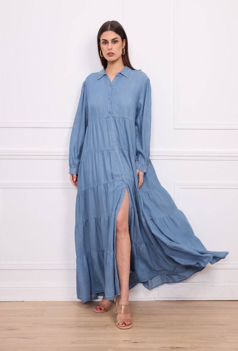 Robe longue en denim lyocell - Orice Paris