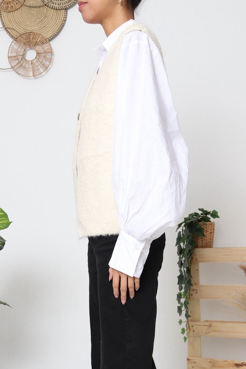 Gilet sans manches Beige - Cécile