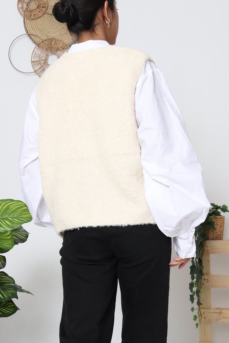 Gilet sans manches Beige - Cécile