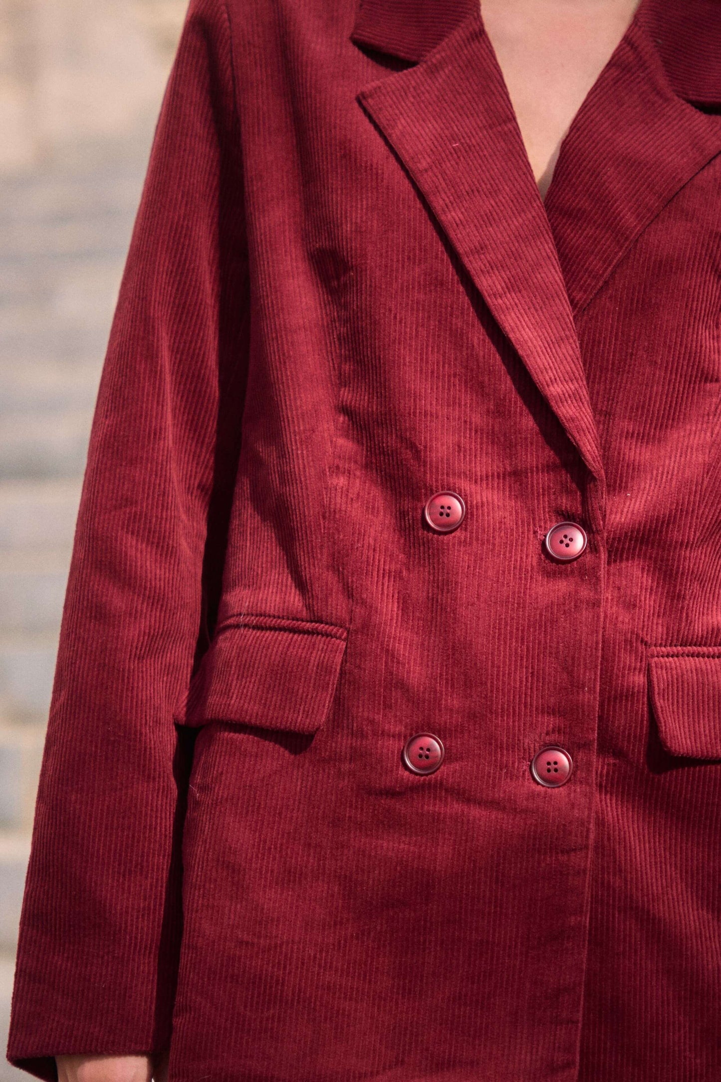 Blazer femme en velours côtelé bordeaux oversize - Félicia