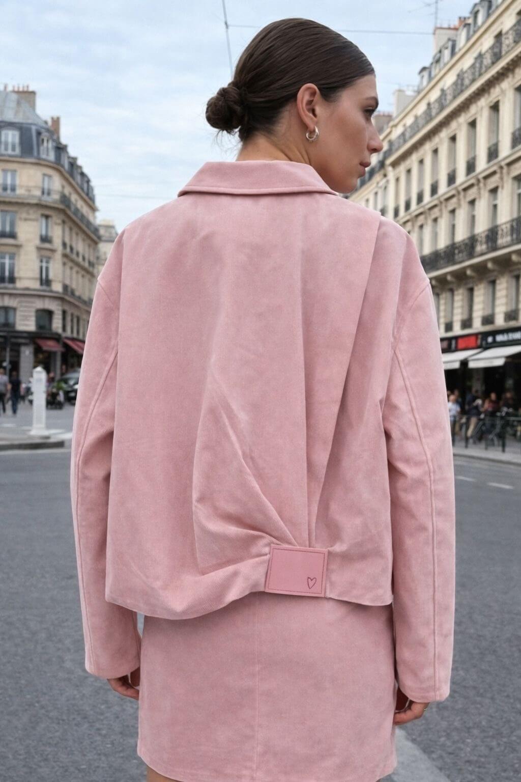Veste pour femme drapée élégante rose mi-saison
