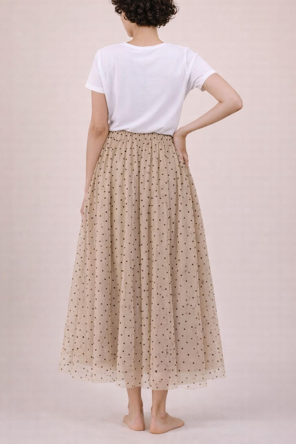 Jupe longue en tulle imprimé Polka bleu - Kelly