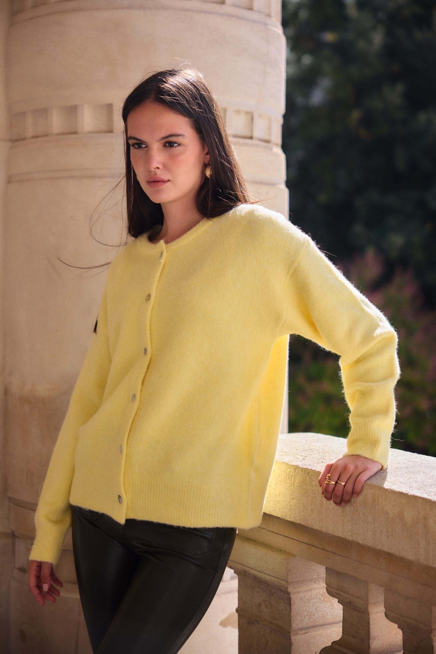Cardigan jaune femme en laine- automne/hiver - YAËL