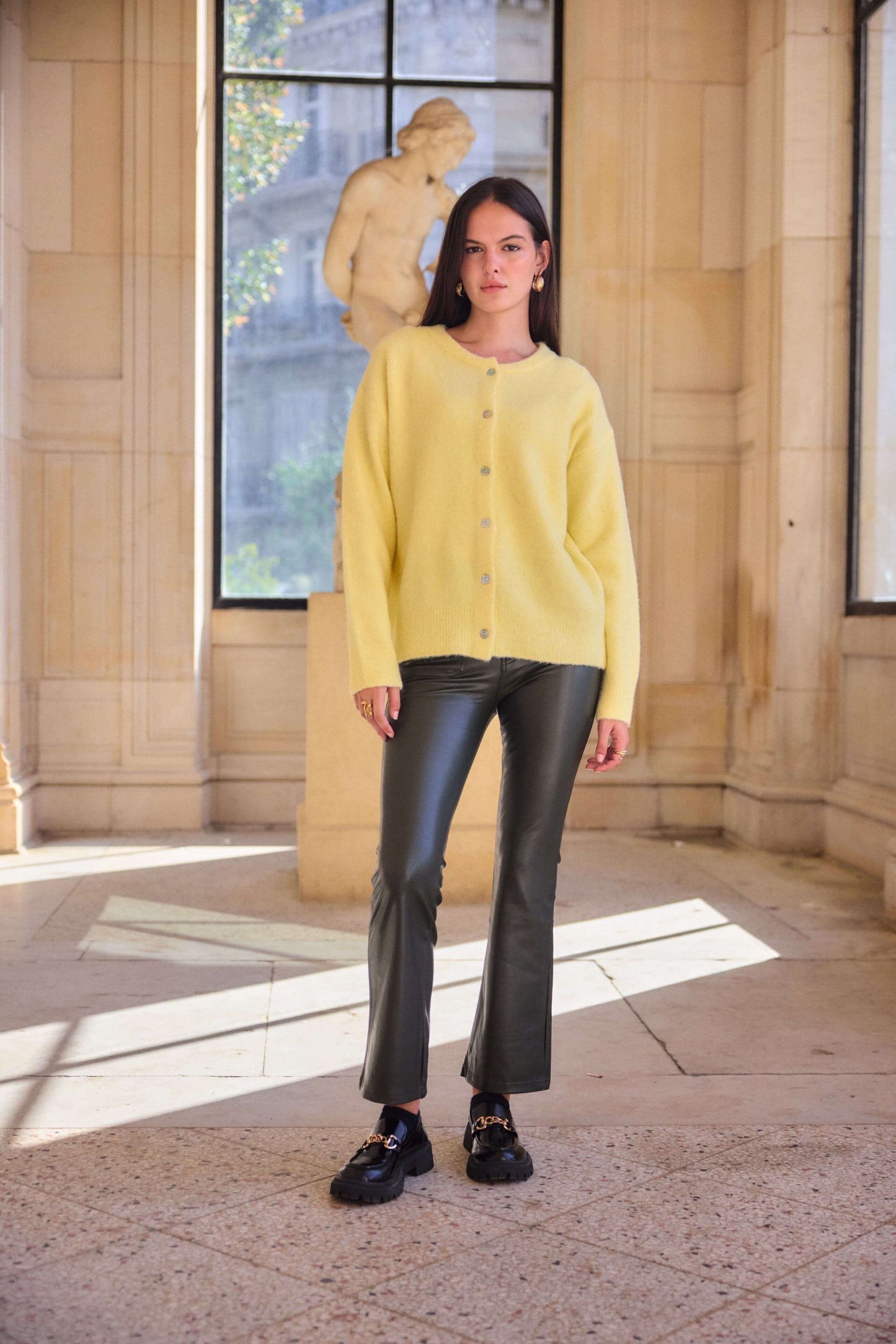 Cardigan jaune femme en laine- automne/hiver - YAËL