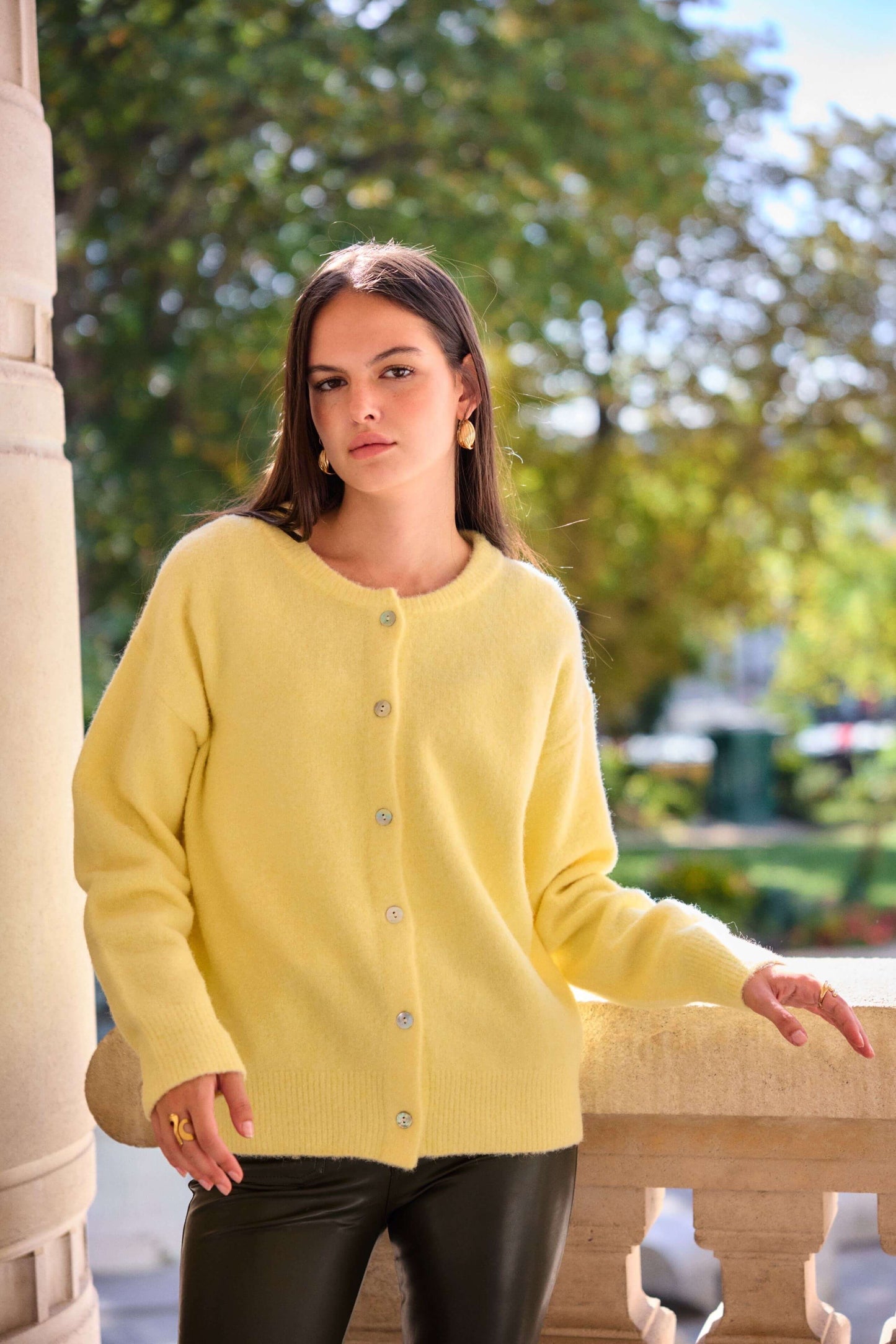 Cardigan jaune femme en laine- automne/hiver - YAËL