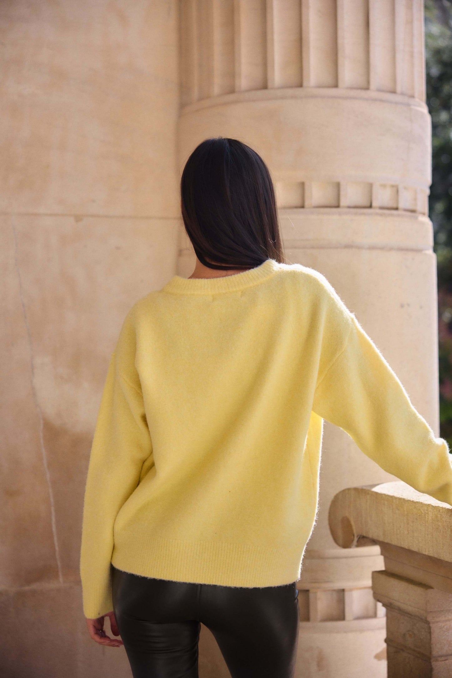 Cardigan jaune femme en laine- automne/hiver - YAËL