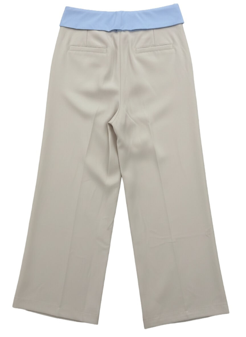 Pantalon large taille haute beige - Léa