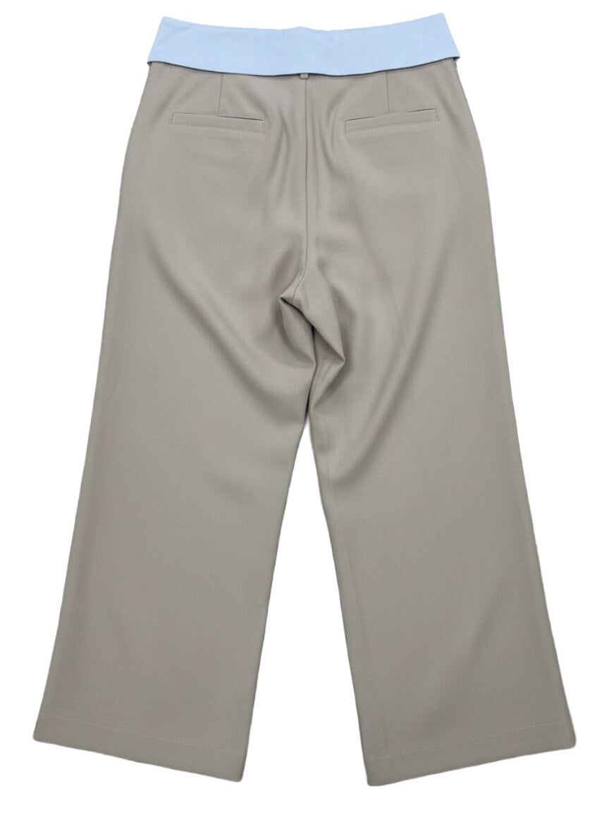 Pantalon large taille haute taupe clair - Louise