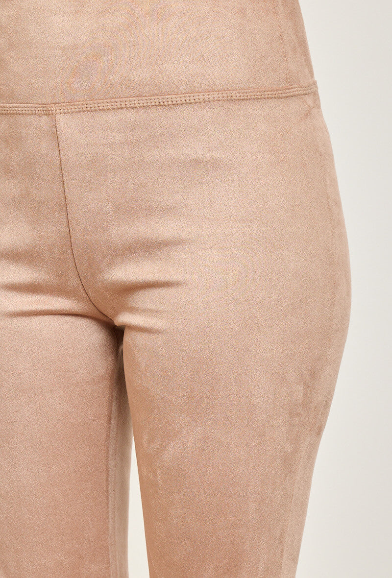 Legging basic en daim coupe classique beige- Mathilde