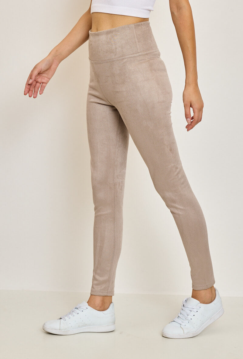 Legging basic en daim coupe classique gris- Alizé