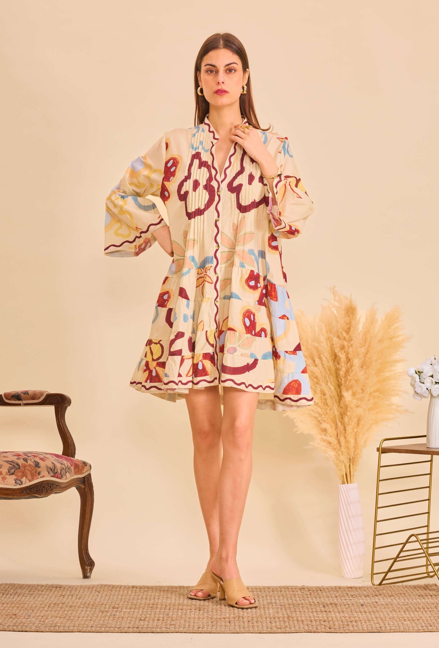 Robe courte beige coton - Orice Paris