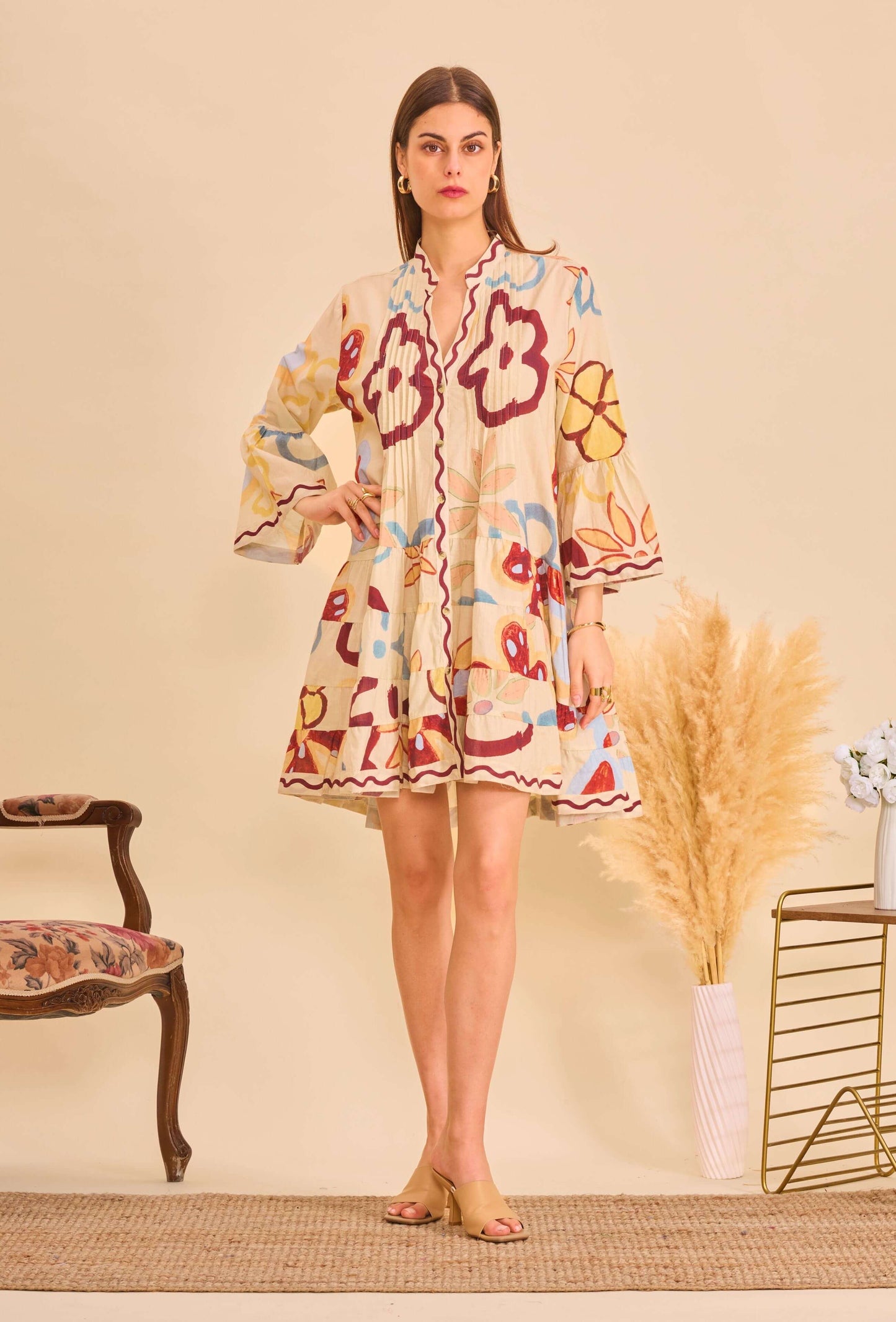 Robe courte beige coton - Orice Paris