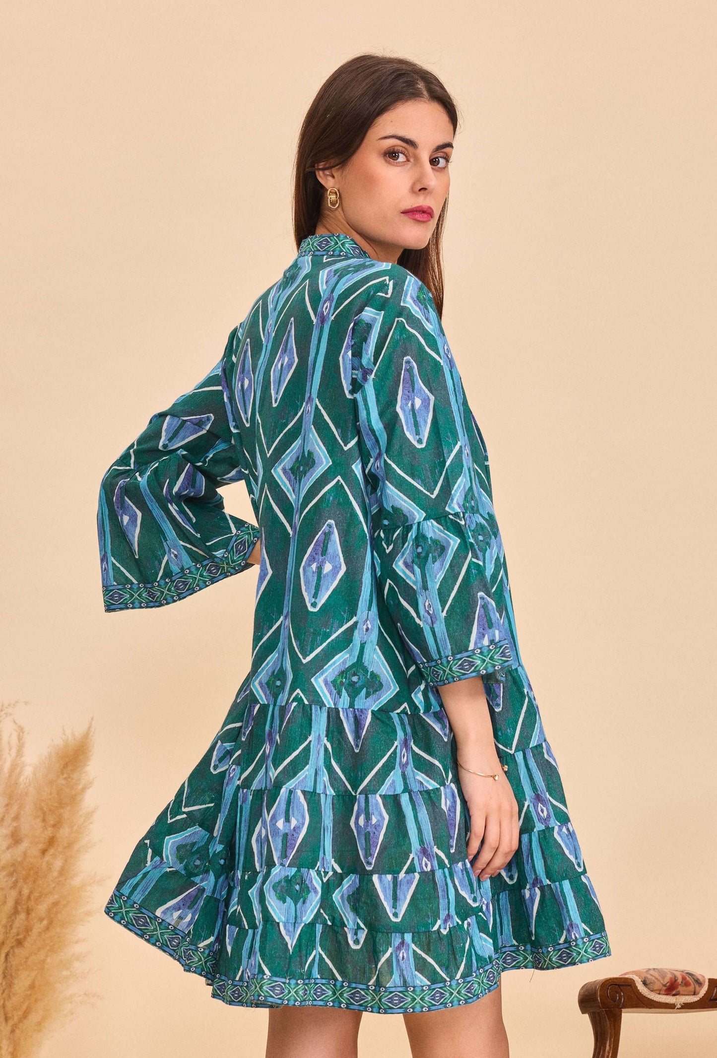 Robe courte verte coton - Orice Paris