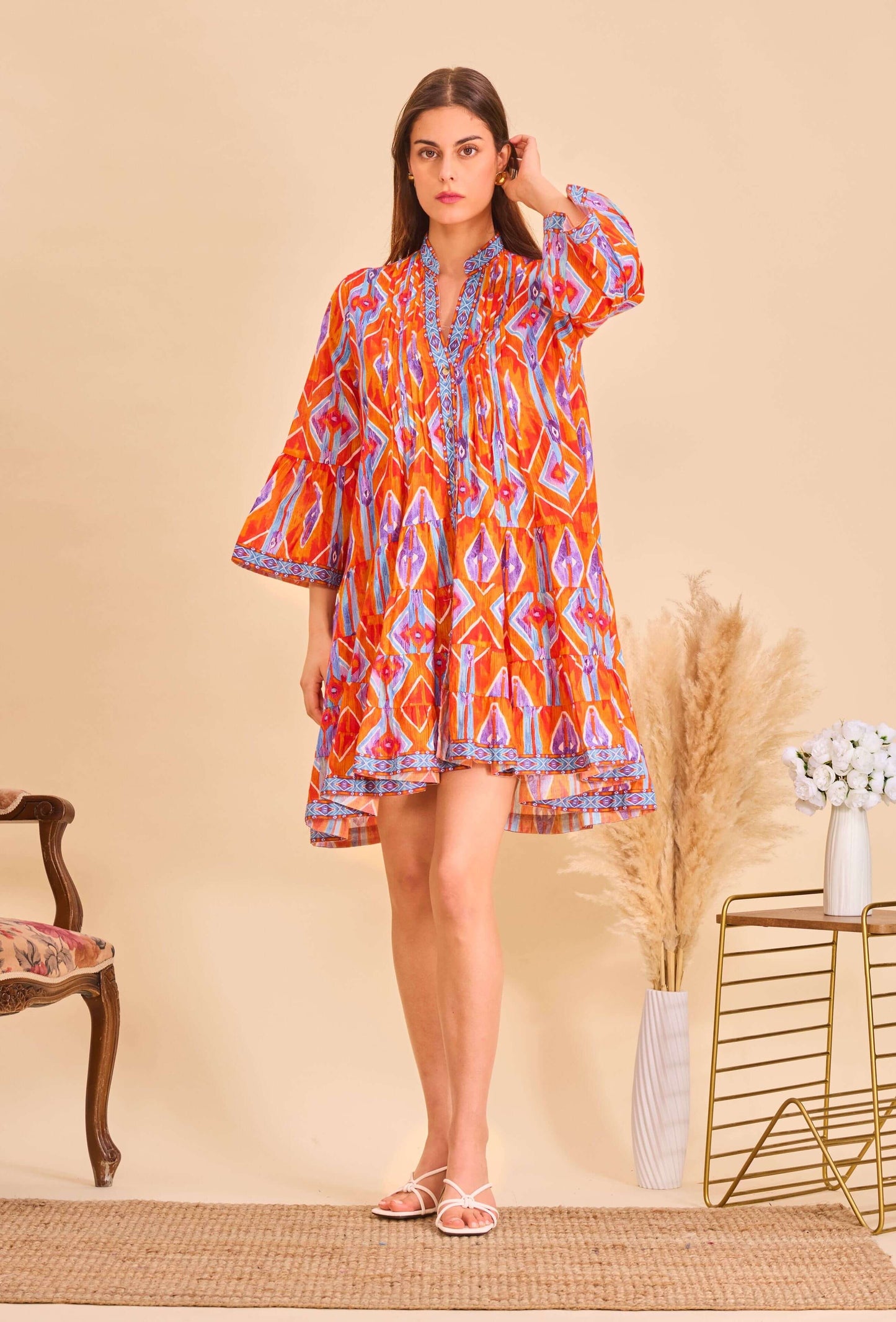 Robe courte orange coton - Orice Paris