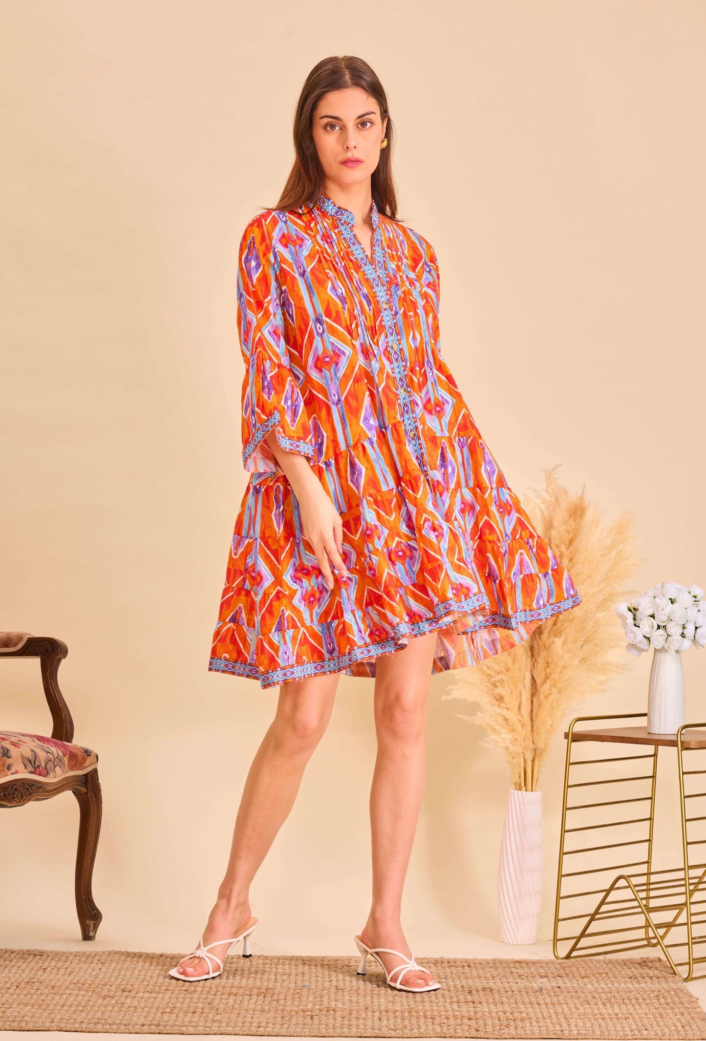 Robe courte orange coton - Orice Paris