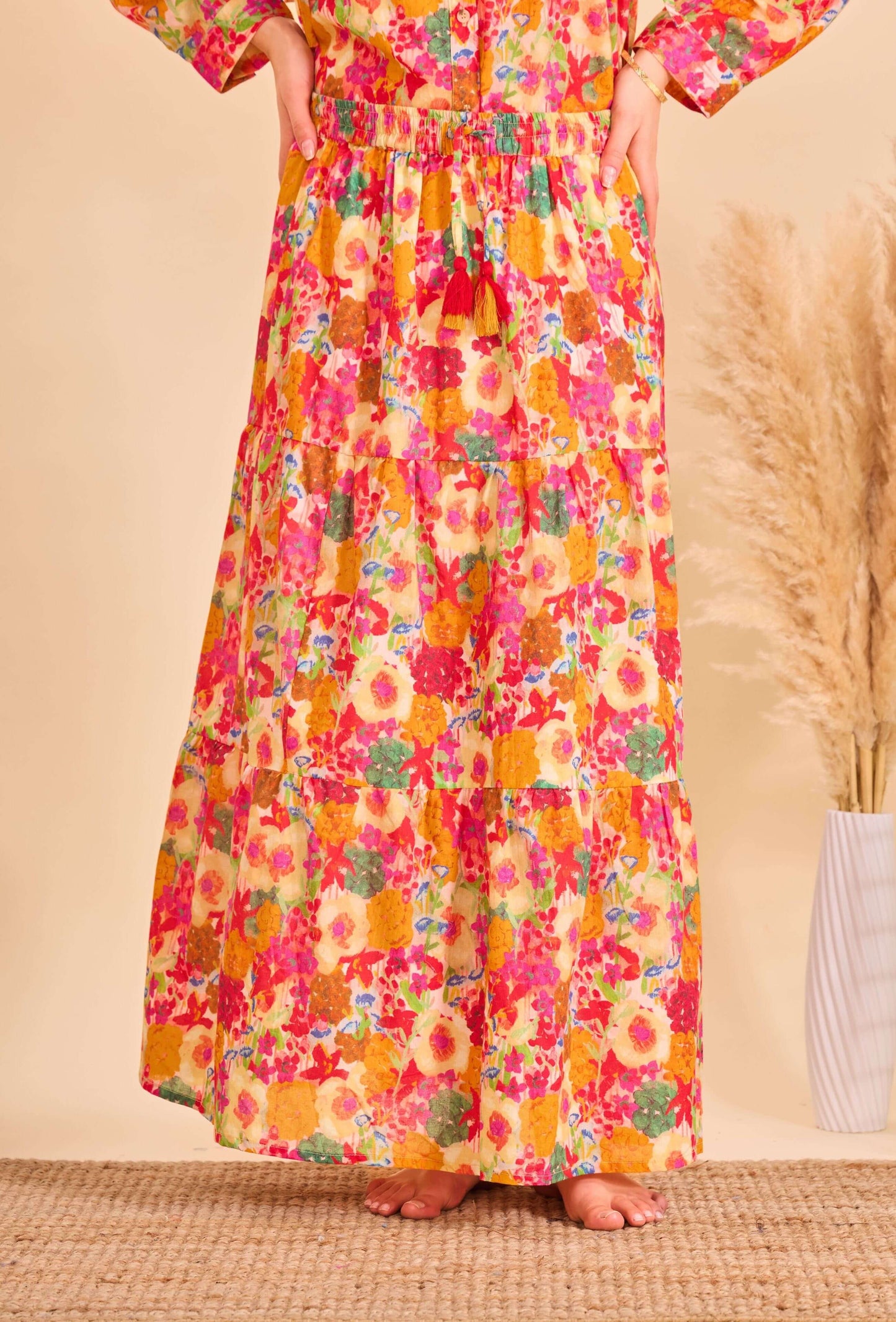 Jupe longue en coton à motifs liberty- Orice Paris