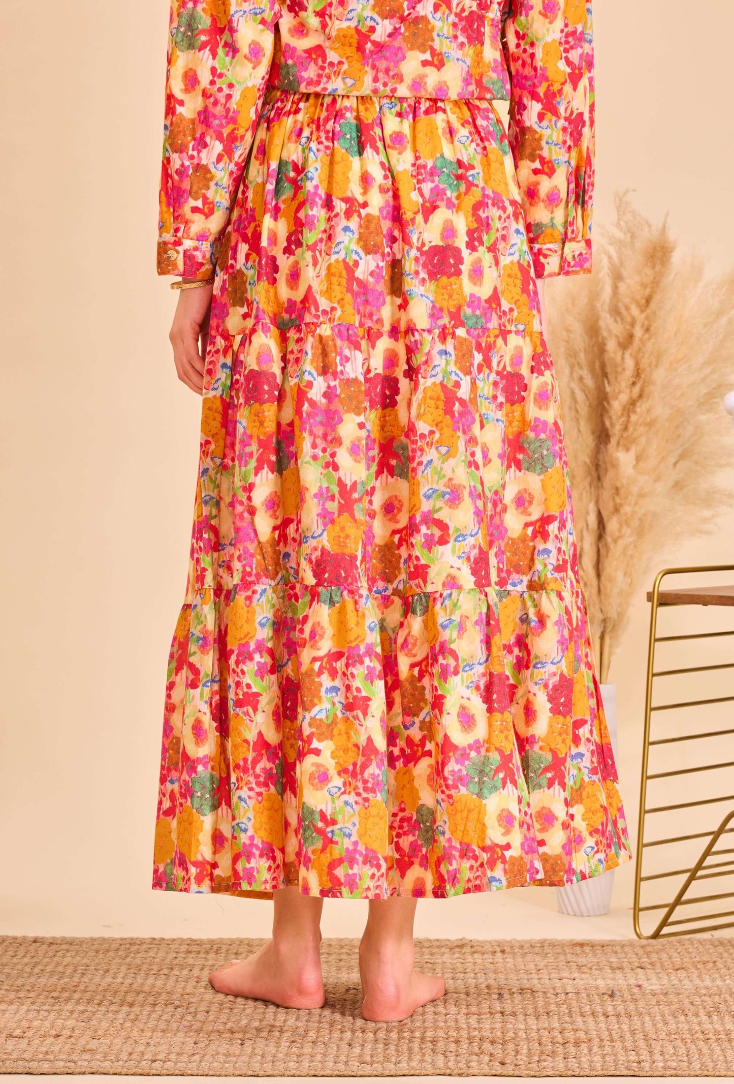 Jupe longue en coton à motifs liberty- Orice Paris