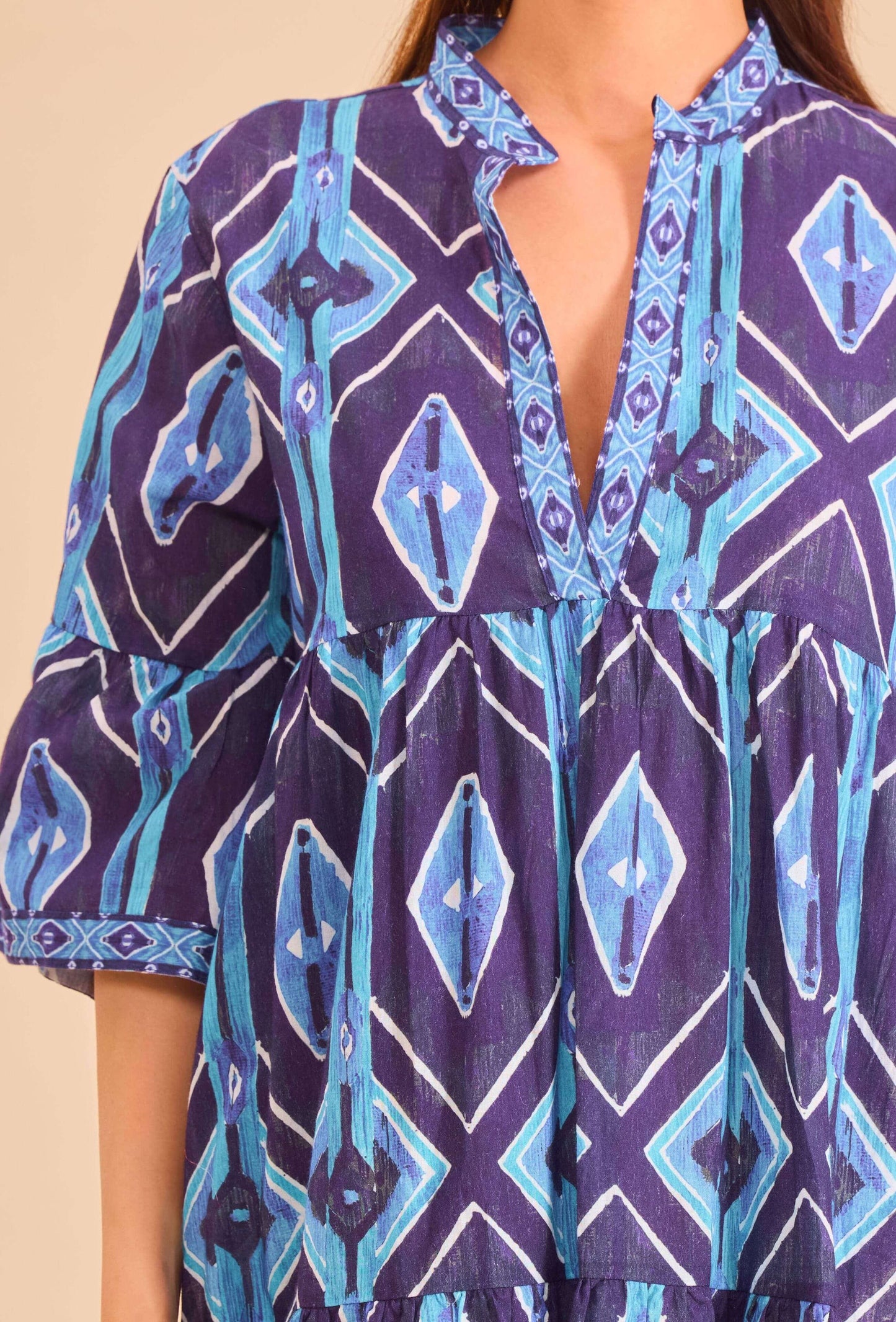Robe longue batik bleu coton - Orice Paris