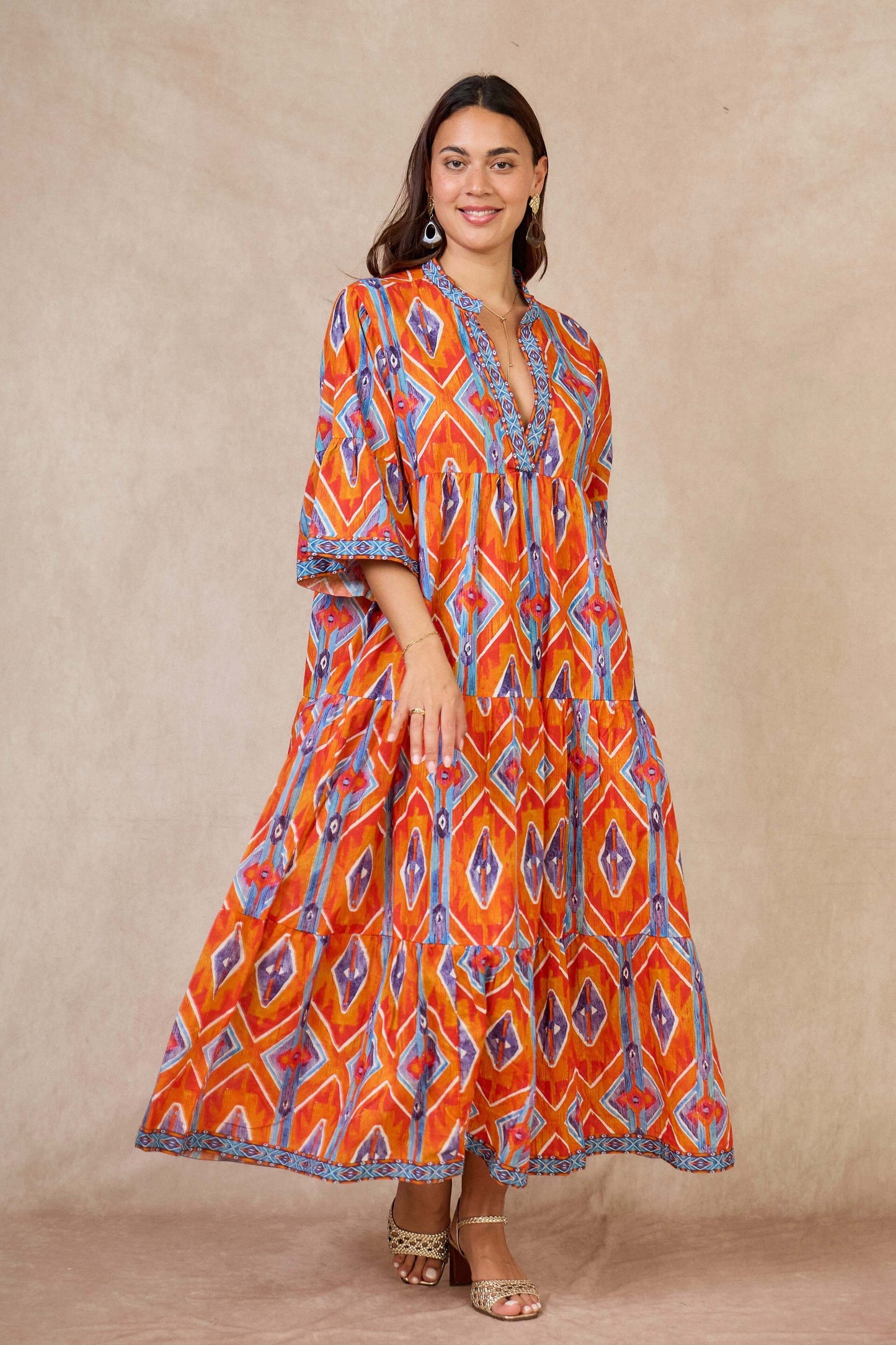 Robe longue évasée Batik coton - Orice Paris