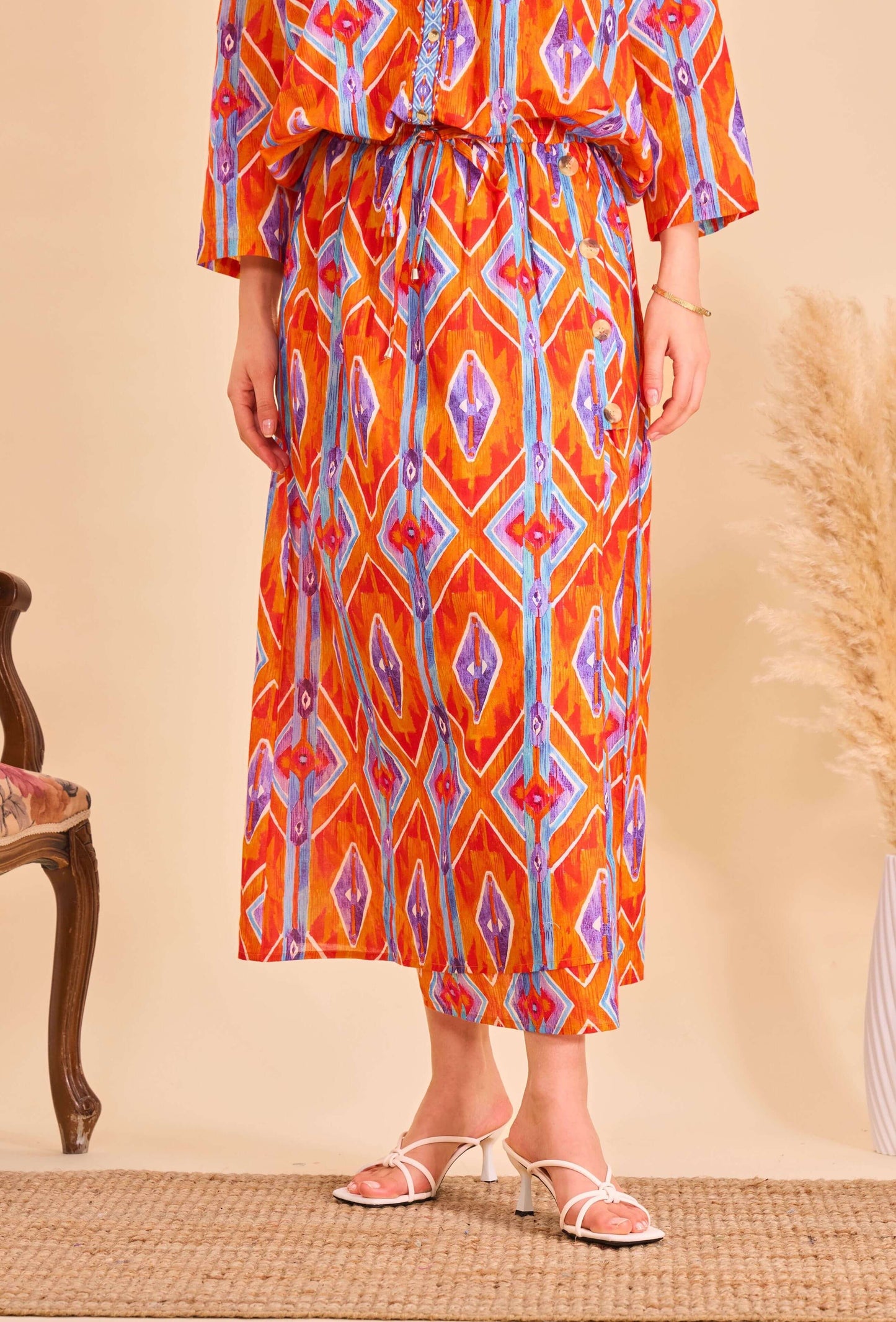 Jupe portefeuille batik orange - Orice Paris