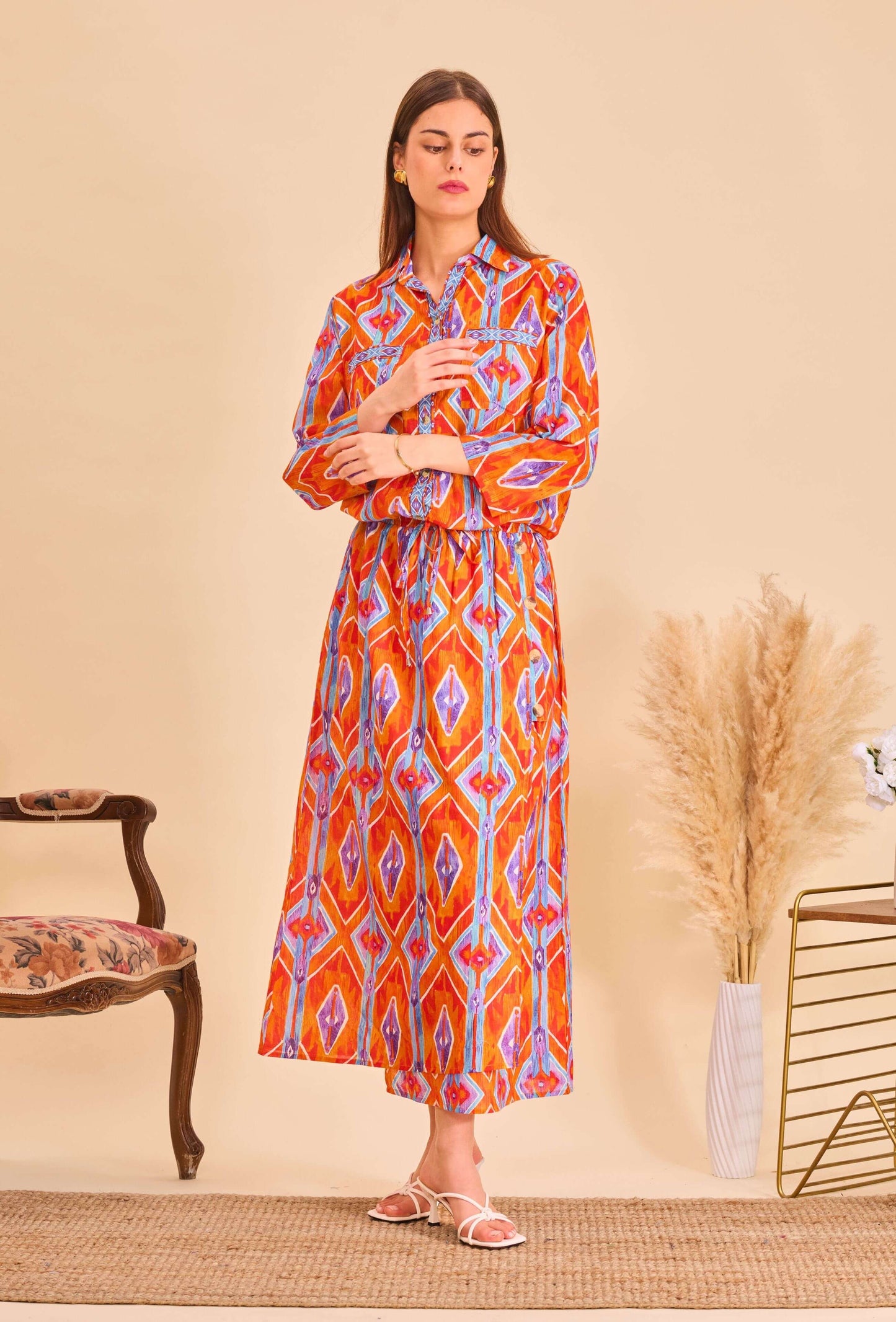 Jupe portefeuille batik orange - Orice Paris