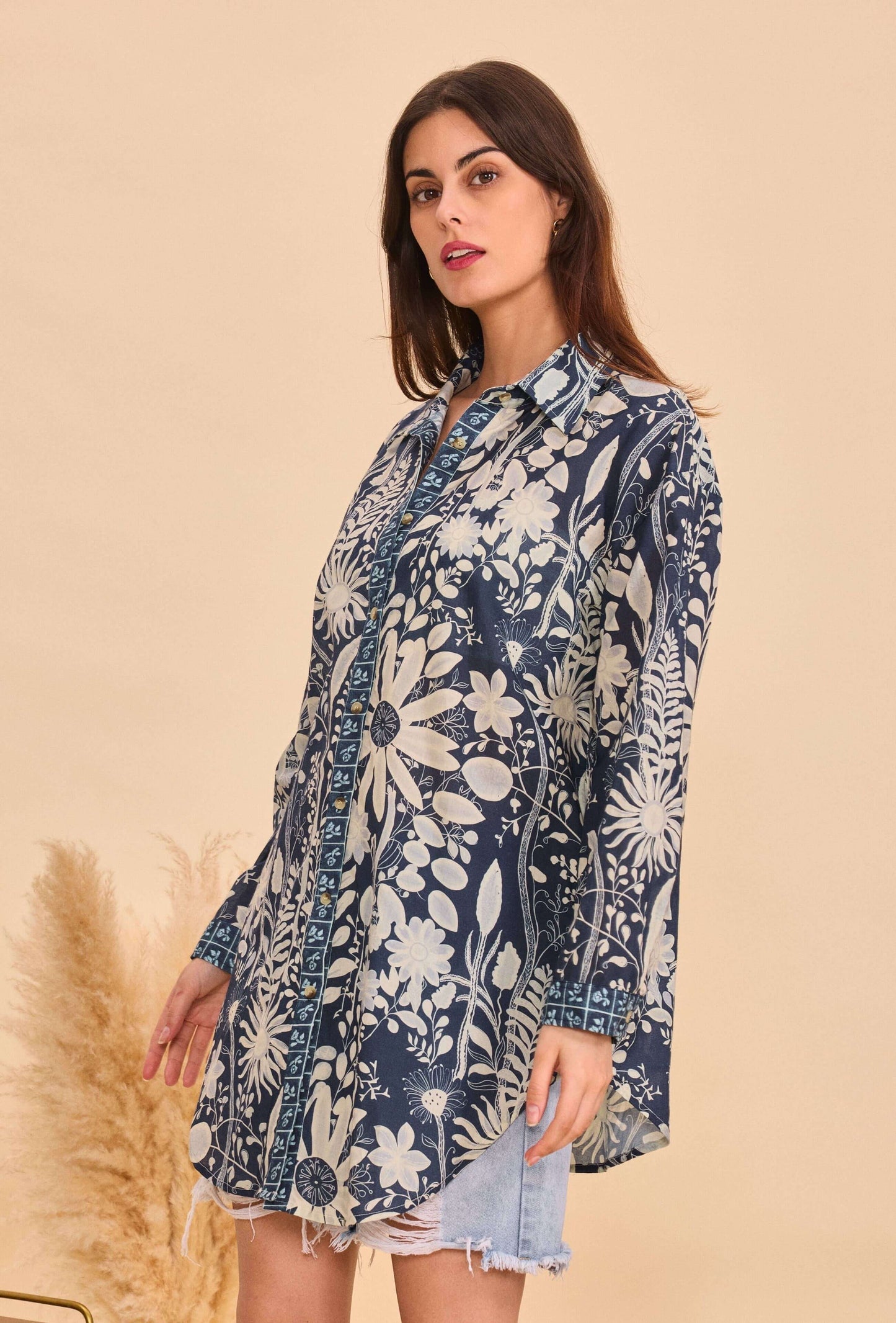 Chemise manches longue en coton imprimé - Orice Paris