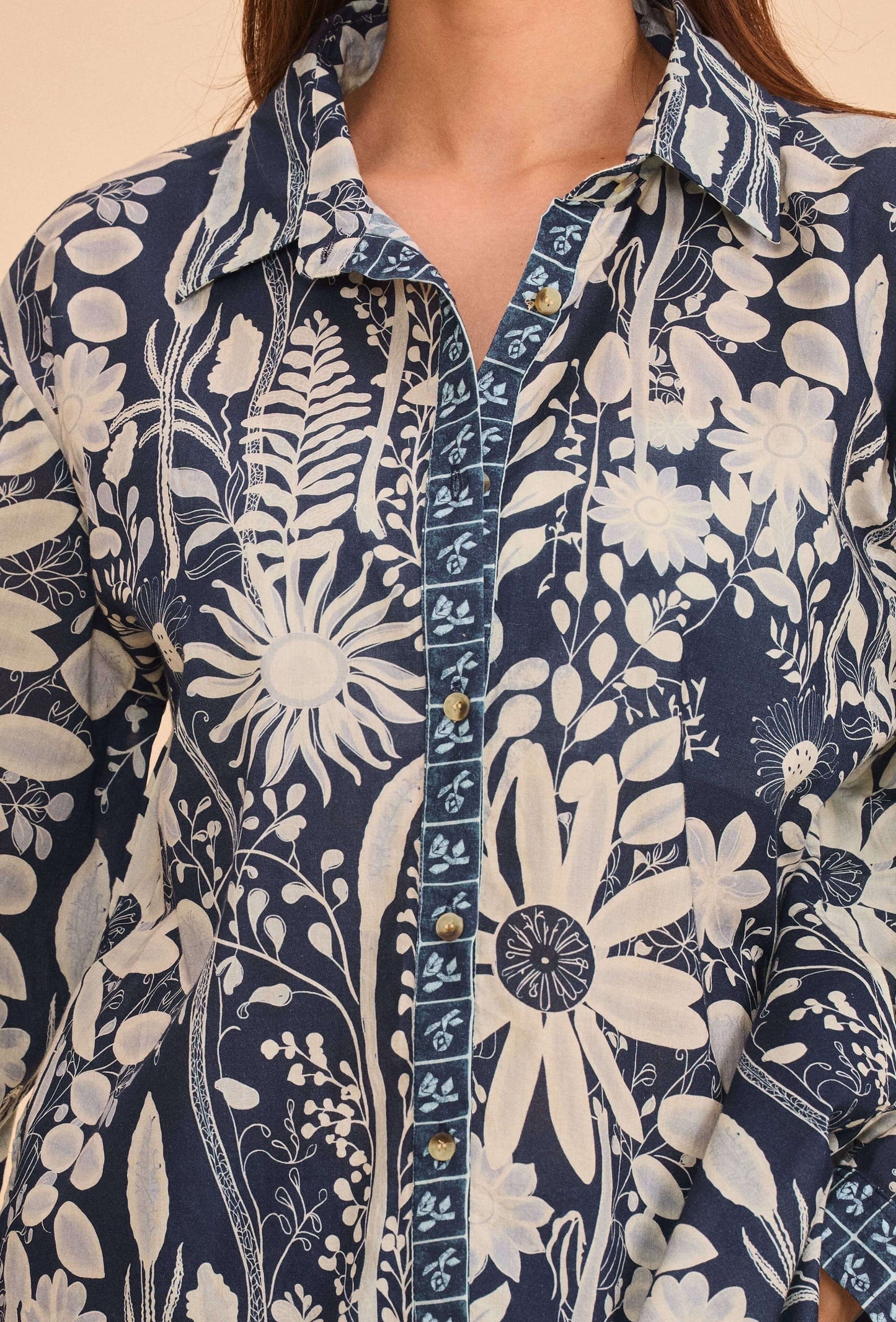 Chemise manches longue en coton imprimé - Orice Paris
