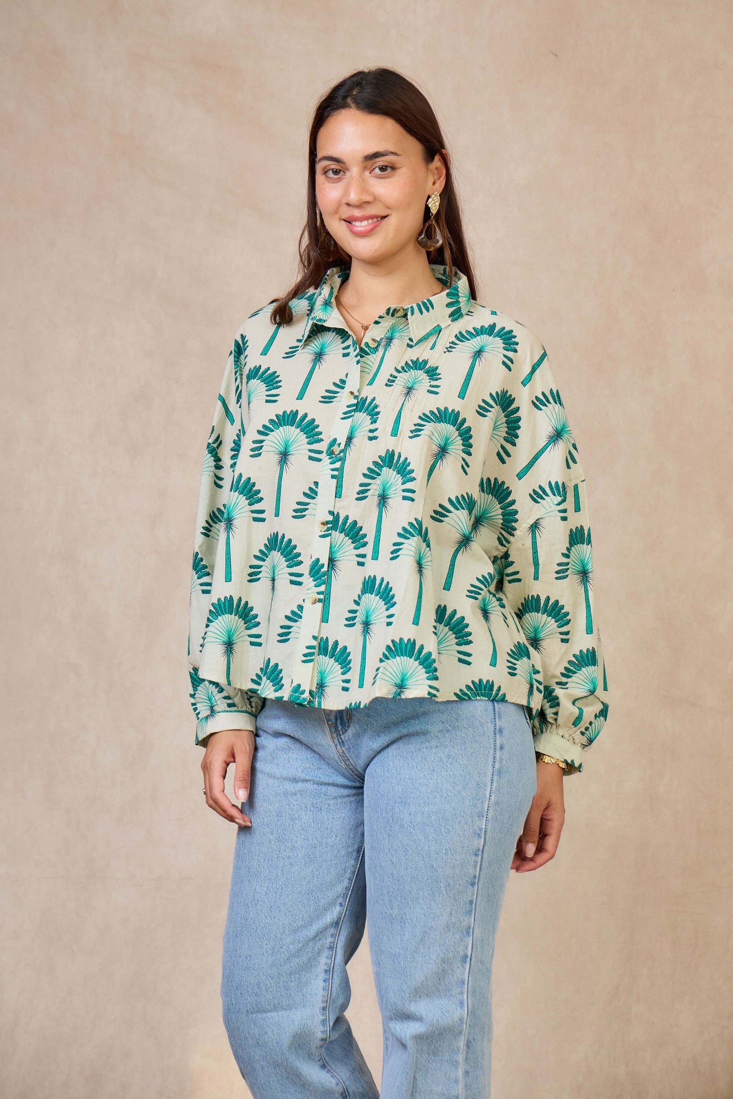 Chemise batik verte en voile de coton - Orice Paris