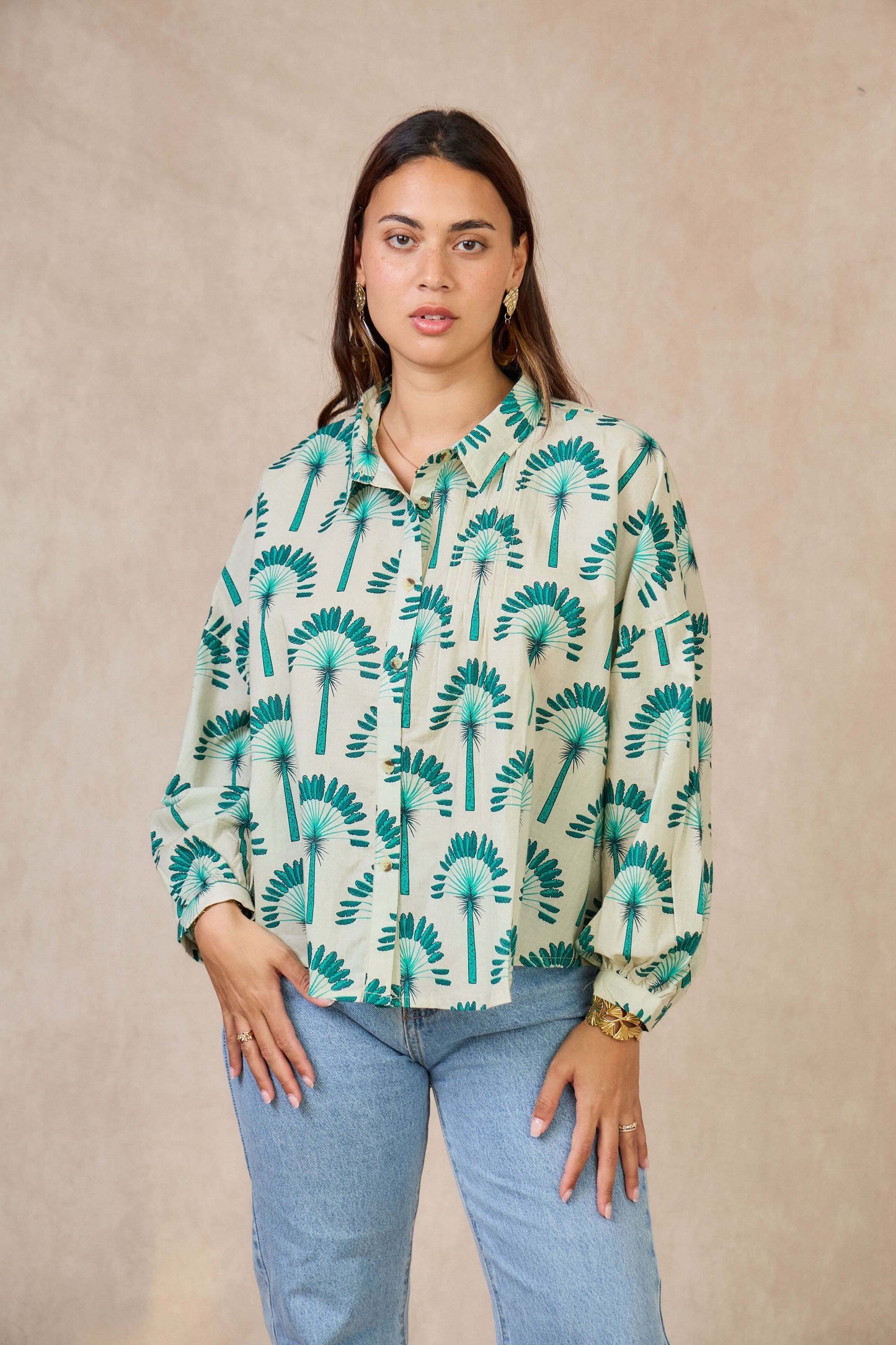 Chemise batik verte en voile de coton - Orice Paris