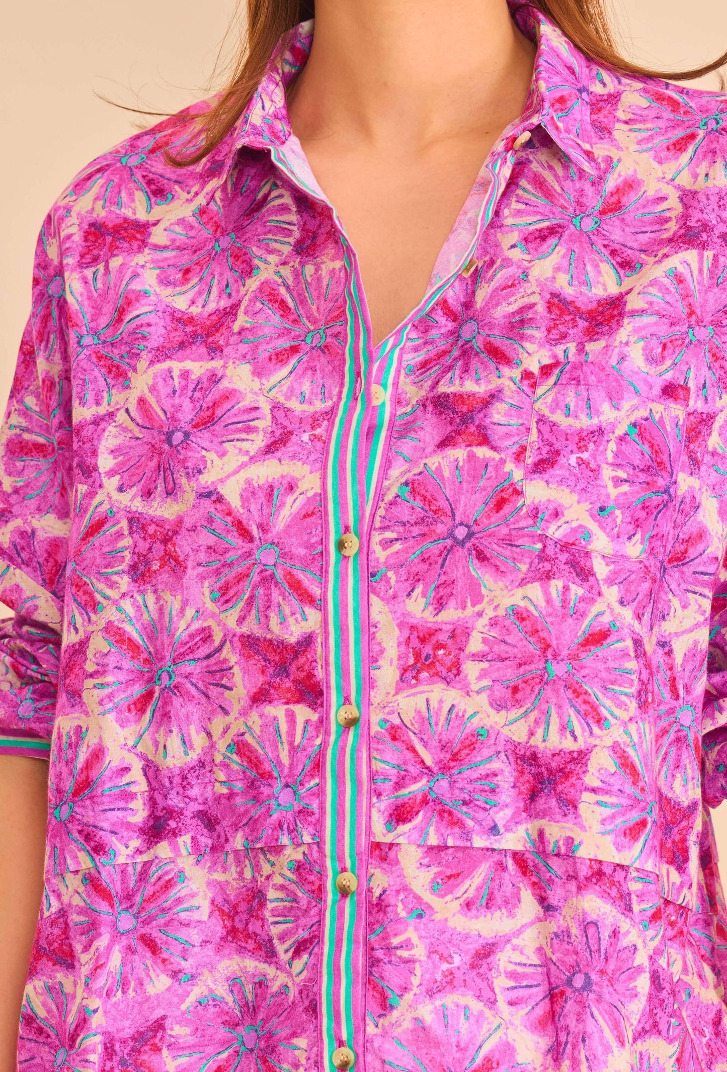 Chemise asymétrique violete en coton - Orice Paris