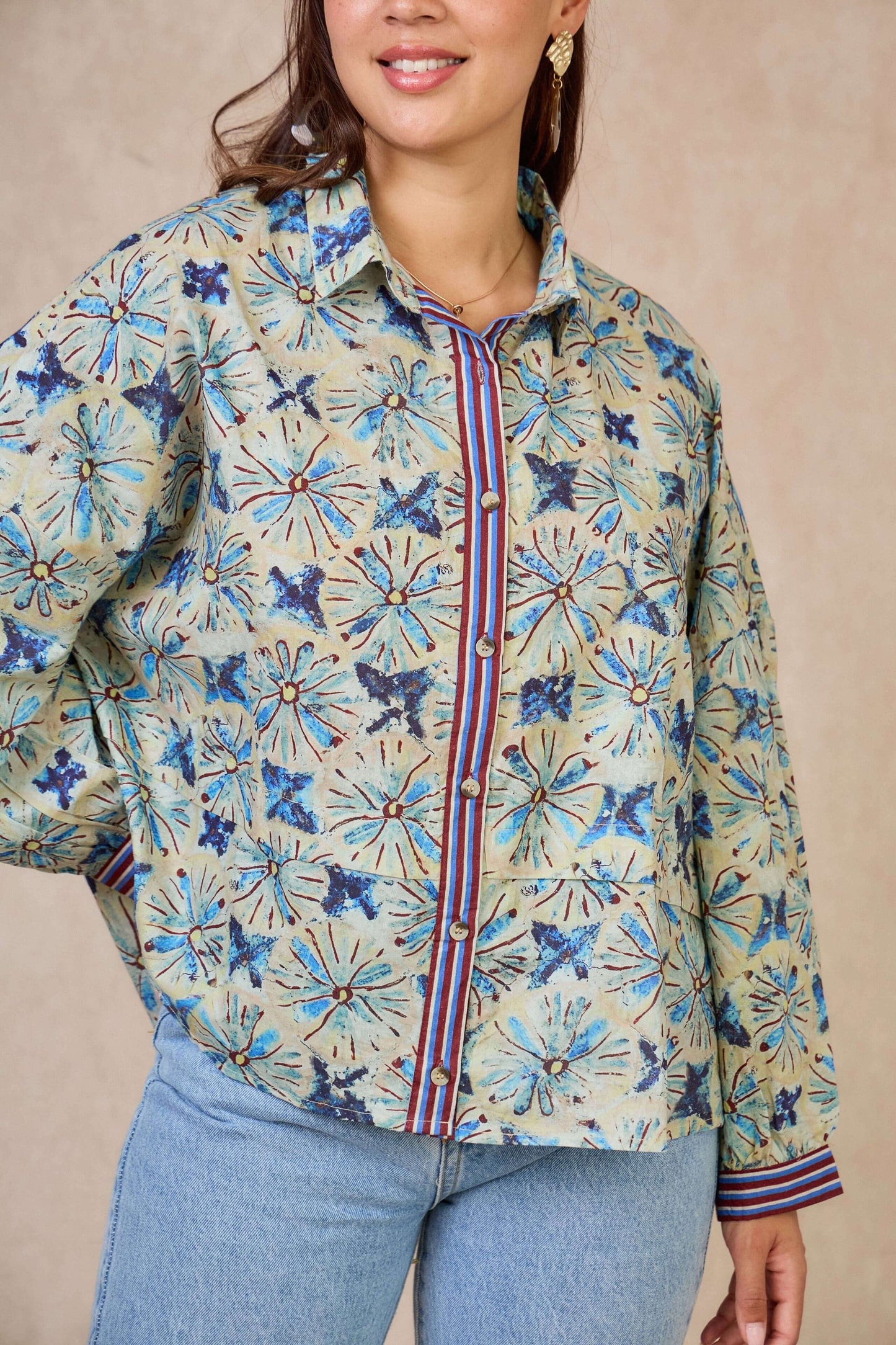 Chemise asymétrique bleu en coton - Orice Paris