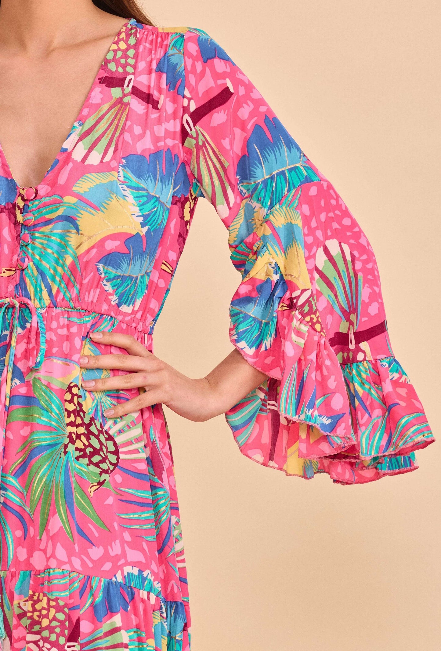 Longue robe en soie col V - Orice Paris