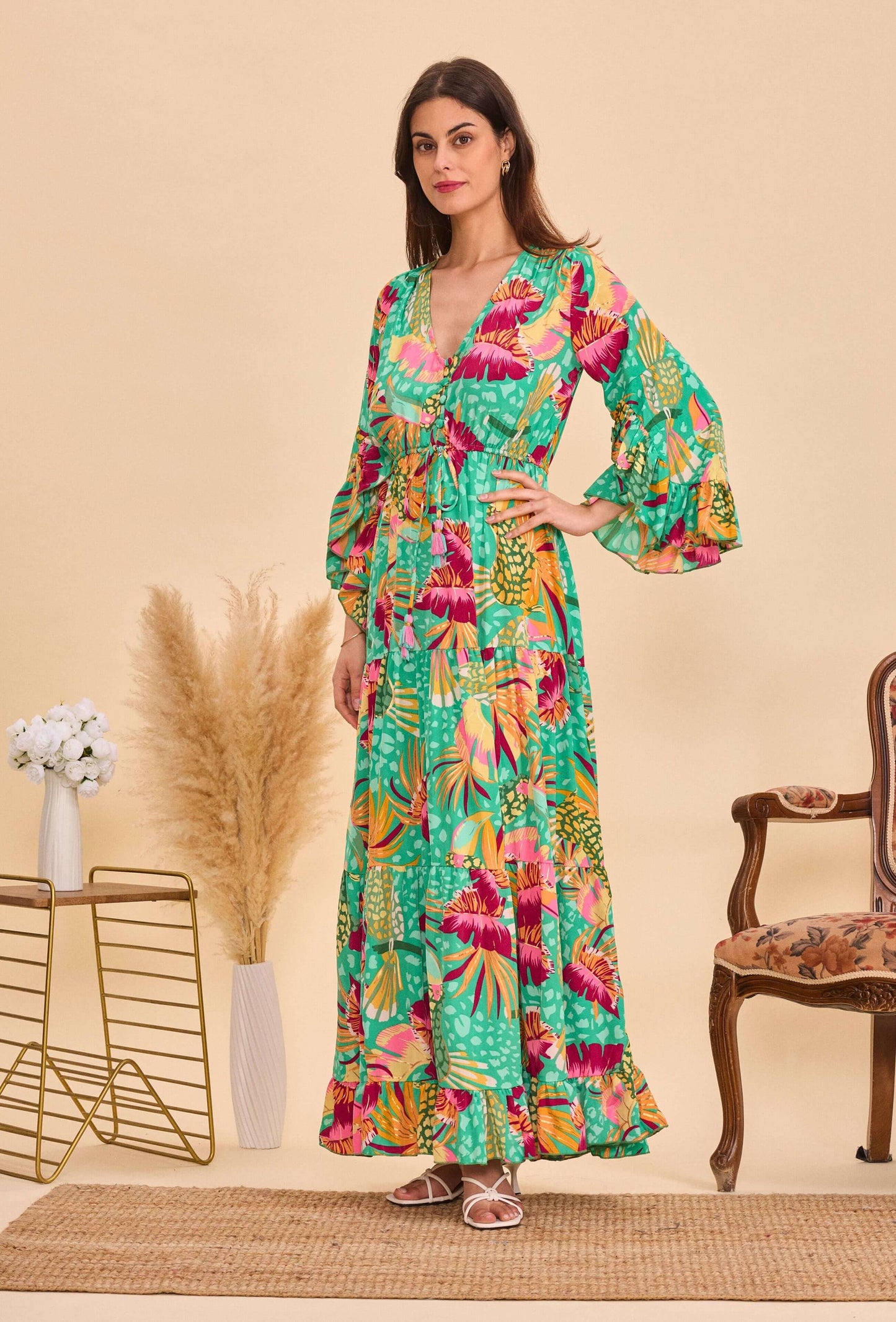 Longue robe à volants - Orice Paris