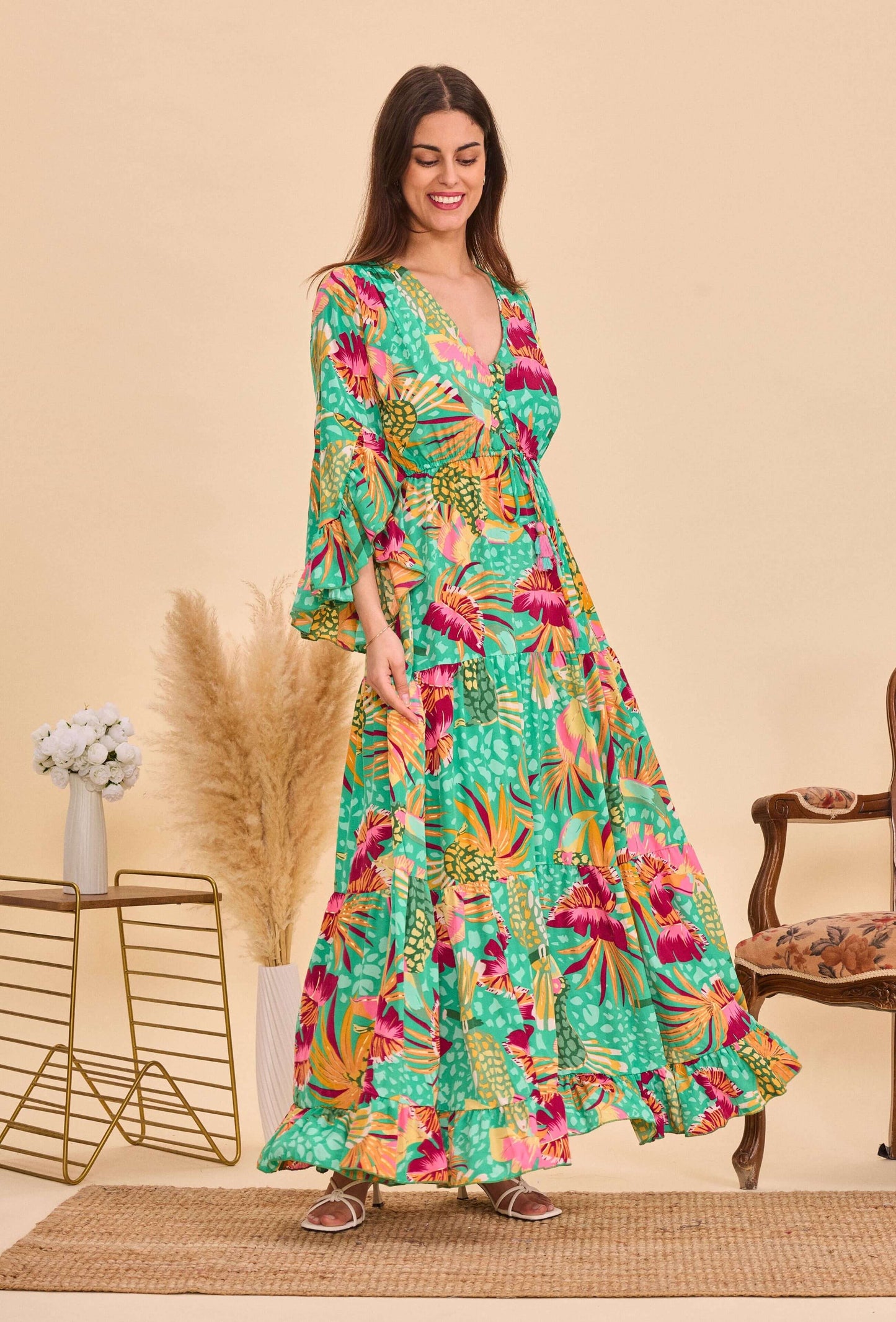 Longue robe à volants - Orice Paris