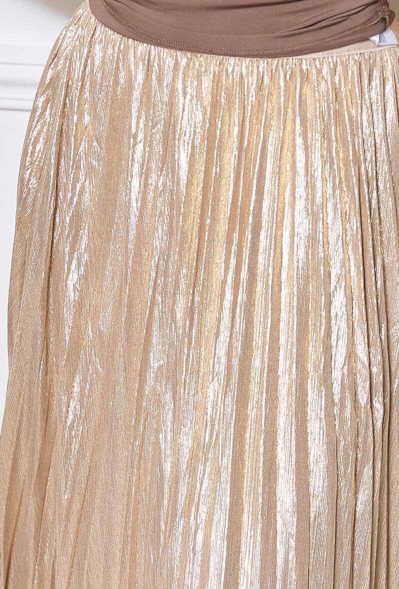 Maxi jupe femme en tissu lamé doré taille unique chic - Chelsy