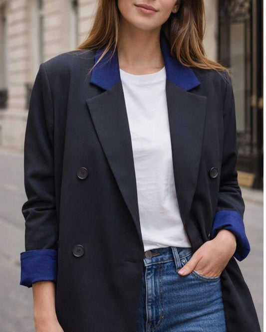 Blazer ample en jean à double boutonnage