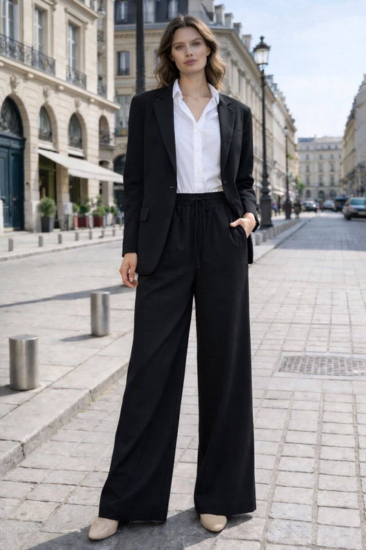 Blazer tailleur noir femme oversize coupe classique - Joëlle