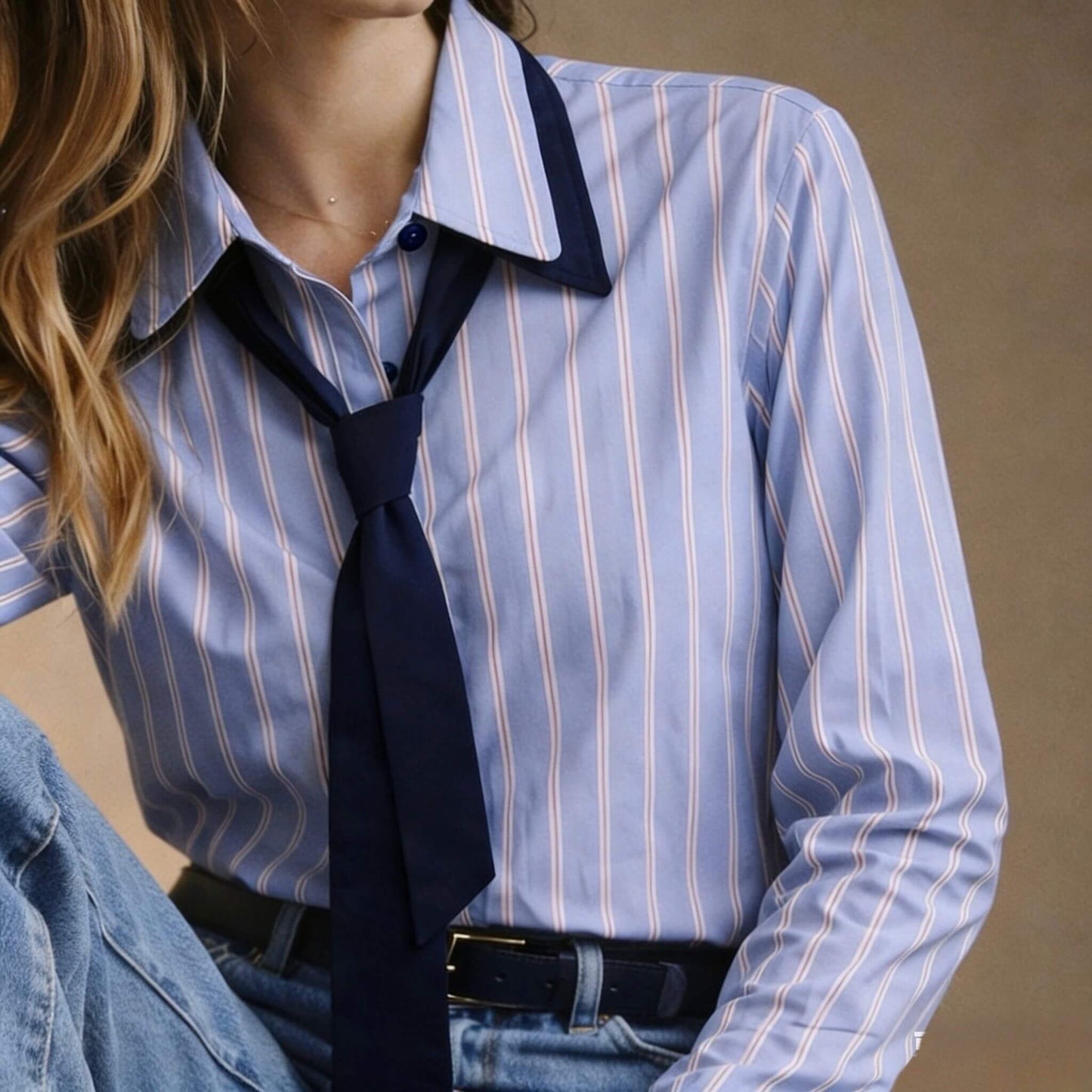 Chemise courte à cravate à double col