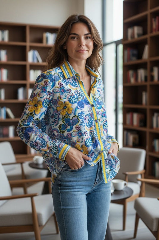 Chemise femme fluide en coton imprimé floral - coupe ample