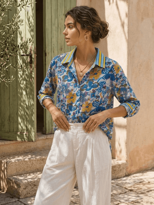 Chemise manches longue en coton imprimé